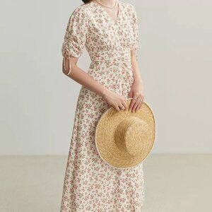 New French Style Floral Chiffon Dress Size 0